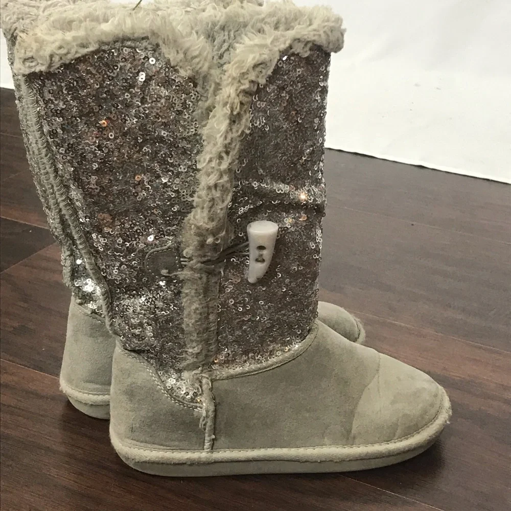 {Justice} Sequin Faux Fur Lined Boots